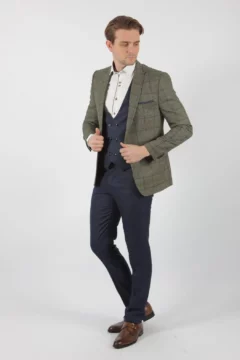 Ανδρικό Σακάκι Slim Fit Λαδί Καρό Senso Diverso 083-07