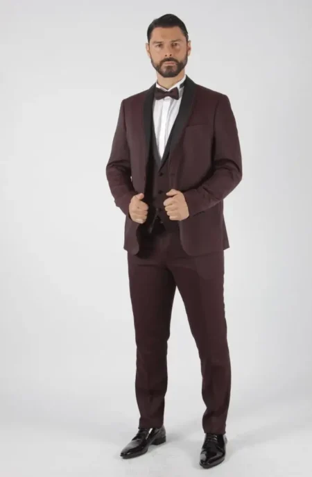 Ανδρικό Κοστούμι Μπορντό Με Γιλέκο Senso Diverso S24-12