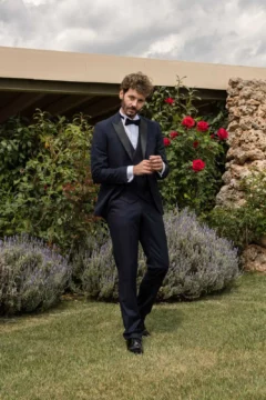 Ανδρικό Γαμπριάτικο Κοστούμι Ριγέ Slim Fit SU-15