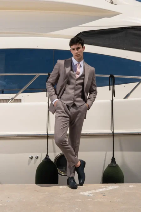 Ανδρικό Κοστούμι Μπεζ Στενή Εφαρμογή Senso Diverso S24-10