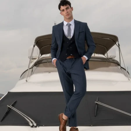 Ανδρικό Κοστούμι Μπλε Με Μαύρο Γιλέκο Senso Diverso S24-30