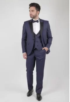Ανδρικό Κοστούμι Μπλε Σκούρο Μαύρο Πέτο Στενή Γραμμή Kapralos Noble 3503