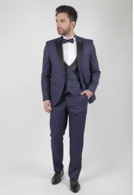 Ανδρικό Κοστούμι Μπλε Σκούρο Μαύρο Πέτο Στενή Γραμμή Kapralos Noble 3503