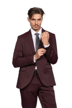 Ανδρικό Κουστούμι Slim Fit Senso Diverso Μπορντό Με Μπορντό Γιλέκο 162