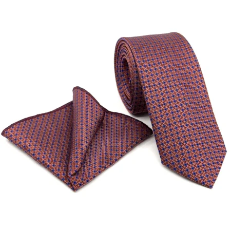 Σετ Ανδρικής Γραβάτας Micro Με Μοτίβο Με Μαντιλάκι L-050-258