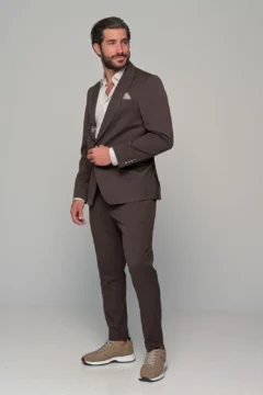 Ανδρικό Slim Fit Κοστούμι Alessandro Ben Tailor Καφέ