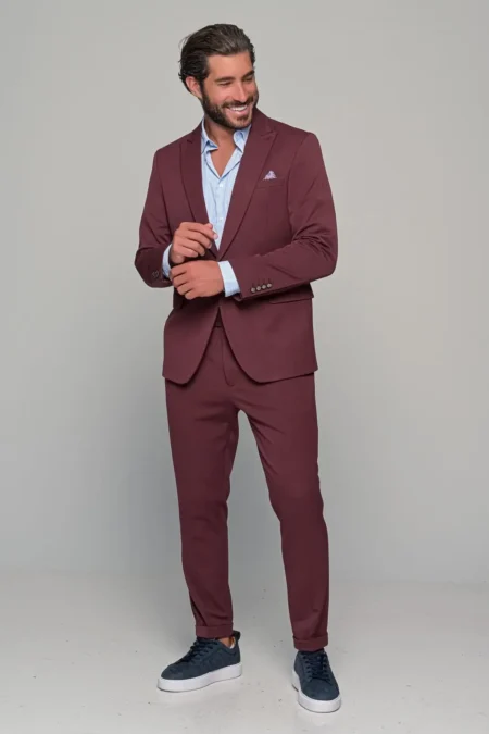 Ανδρικό Slim Fit Κοστούμι Alessandro Ben Tailor Μπορντό